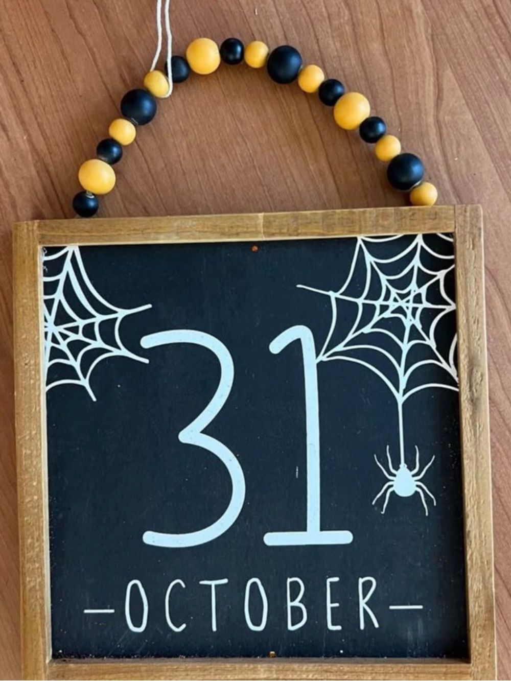 Brand New Halloween 31 October Wooden Sign with Bead Hanger